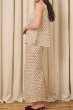 Chloe Tank in Crystal Lattice Embroidery