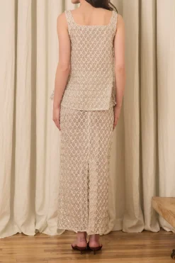 Chloe Tank in Crystal Lattice Embroidery