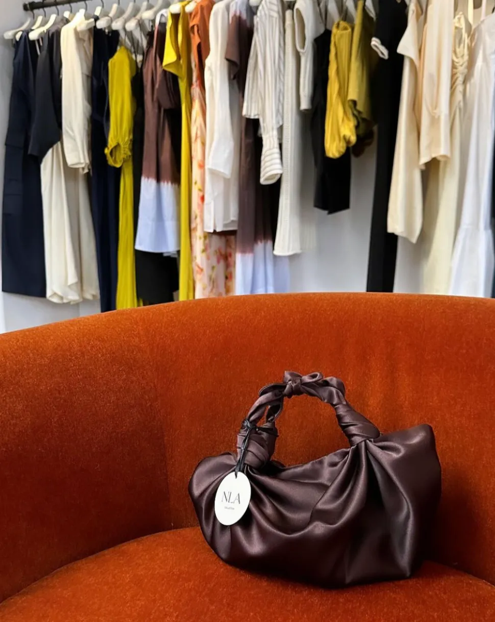 Chocolate NLA Silk Knot Bag