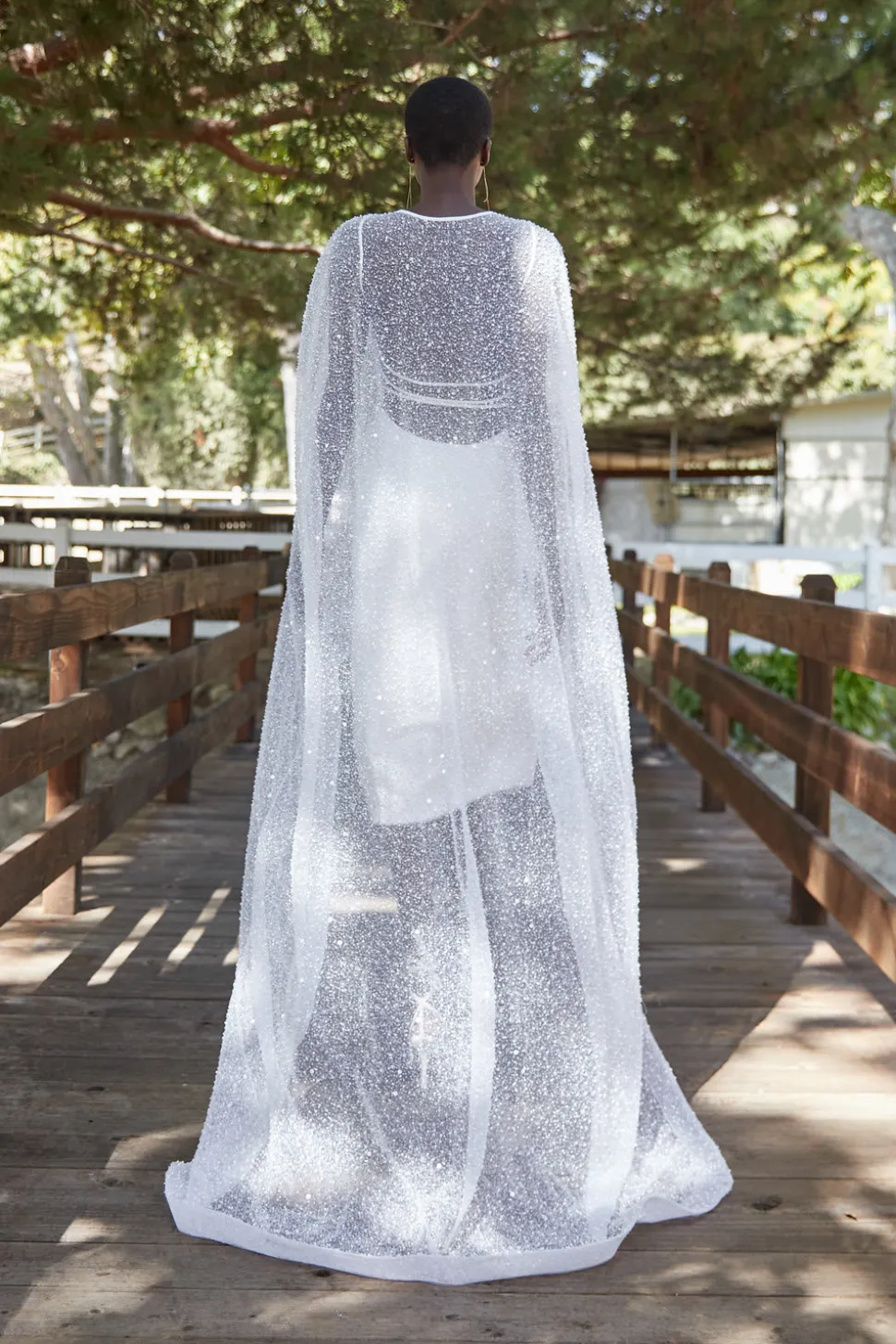 Christiana Cape with Pearl and Sequin Embroidery