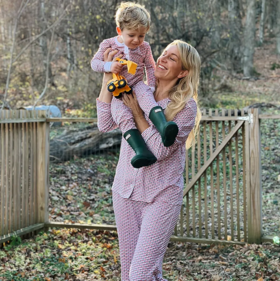 Christmas Tree Stripe Two-Piece Kids Henley Pajamas
