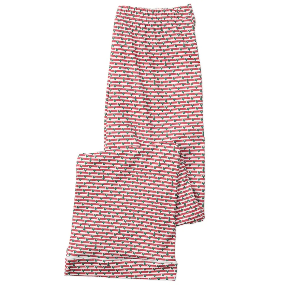 Christmas Tree Stripe Women's Button Front Long Pajama Set
