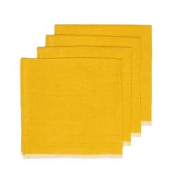 Chunky Linen Napkins in Mustard, Set of 4