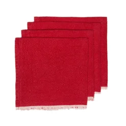 Chunky Linen Napkins in Red, Set of 4