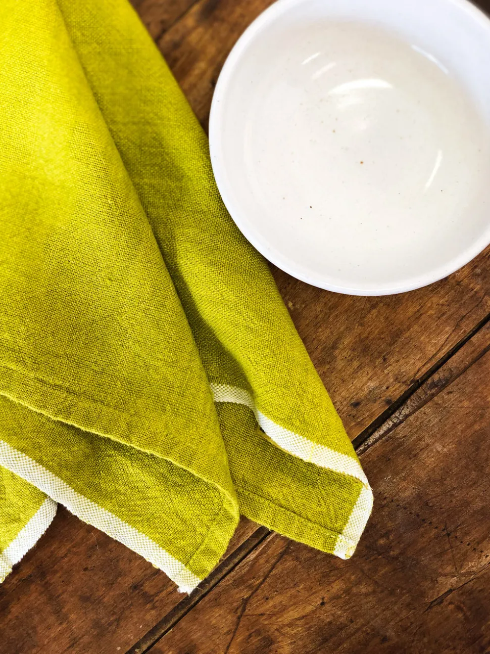 Chunky Linen Towels in Lime, Set of 2