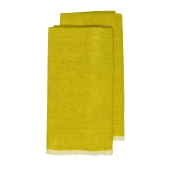 Chunky Linen Towels in Lime, Set of 2