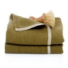 Chunky Linen Towels in Moss Green, Set of 2