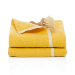 Chunky Linen Towels in Mustard, Set of 2
