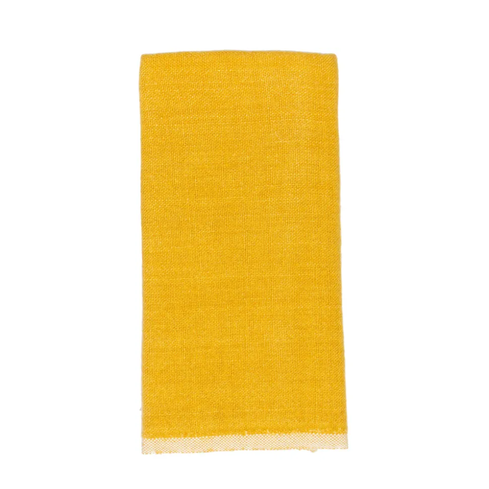 Chunky Linen Towels in Mustard, Set of 2