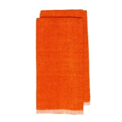 Chunky Linen Towels in Orange, Set of 2