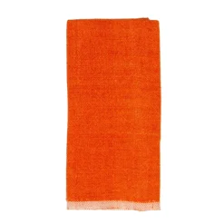Chunky Linen Towels in Orange, Set of 2