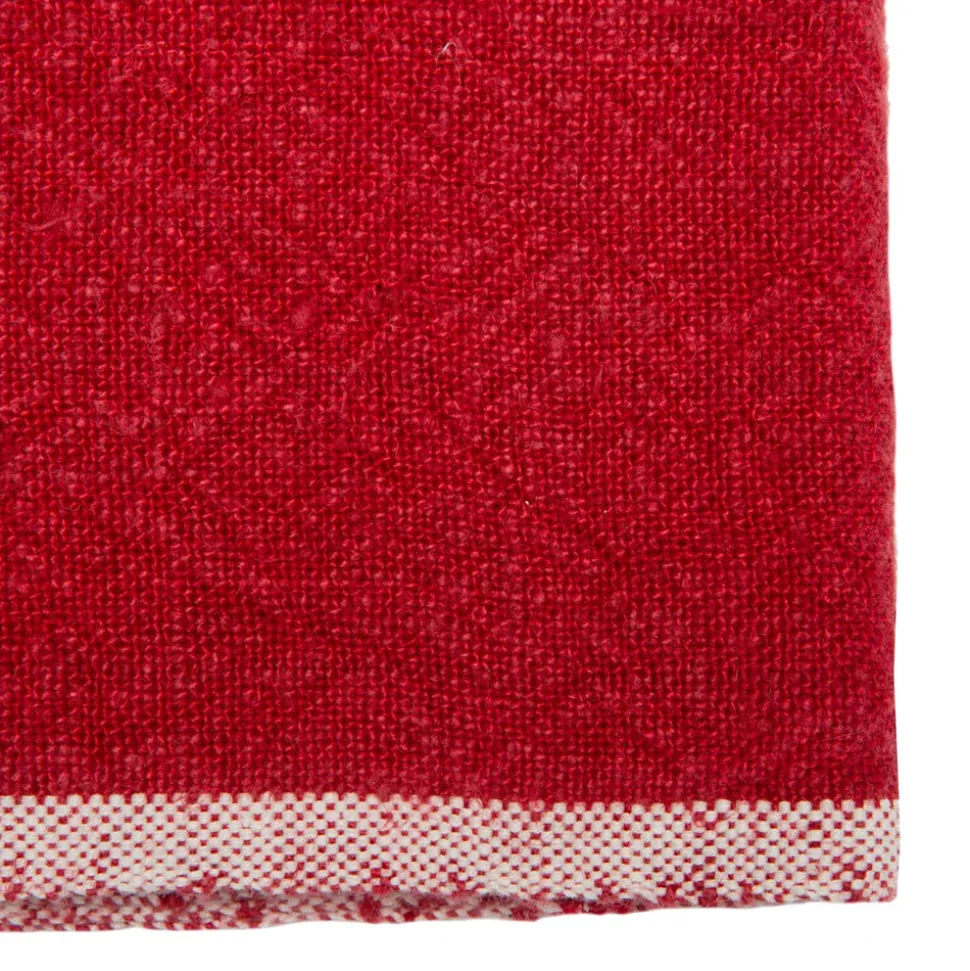 Chunky Linen Towels in Red, Set of 2