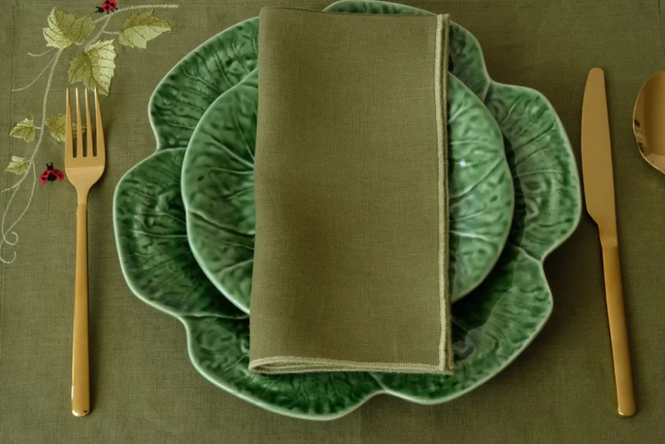 Cimen Napkin with Green Small Trim, Set of 4
