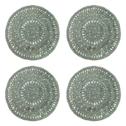 Circolo Abaca Round Placemat in Aqua, Set of 4