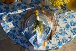 Citron Napkins in Bleu, Set of 6