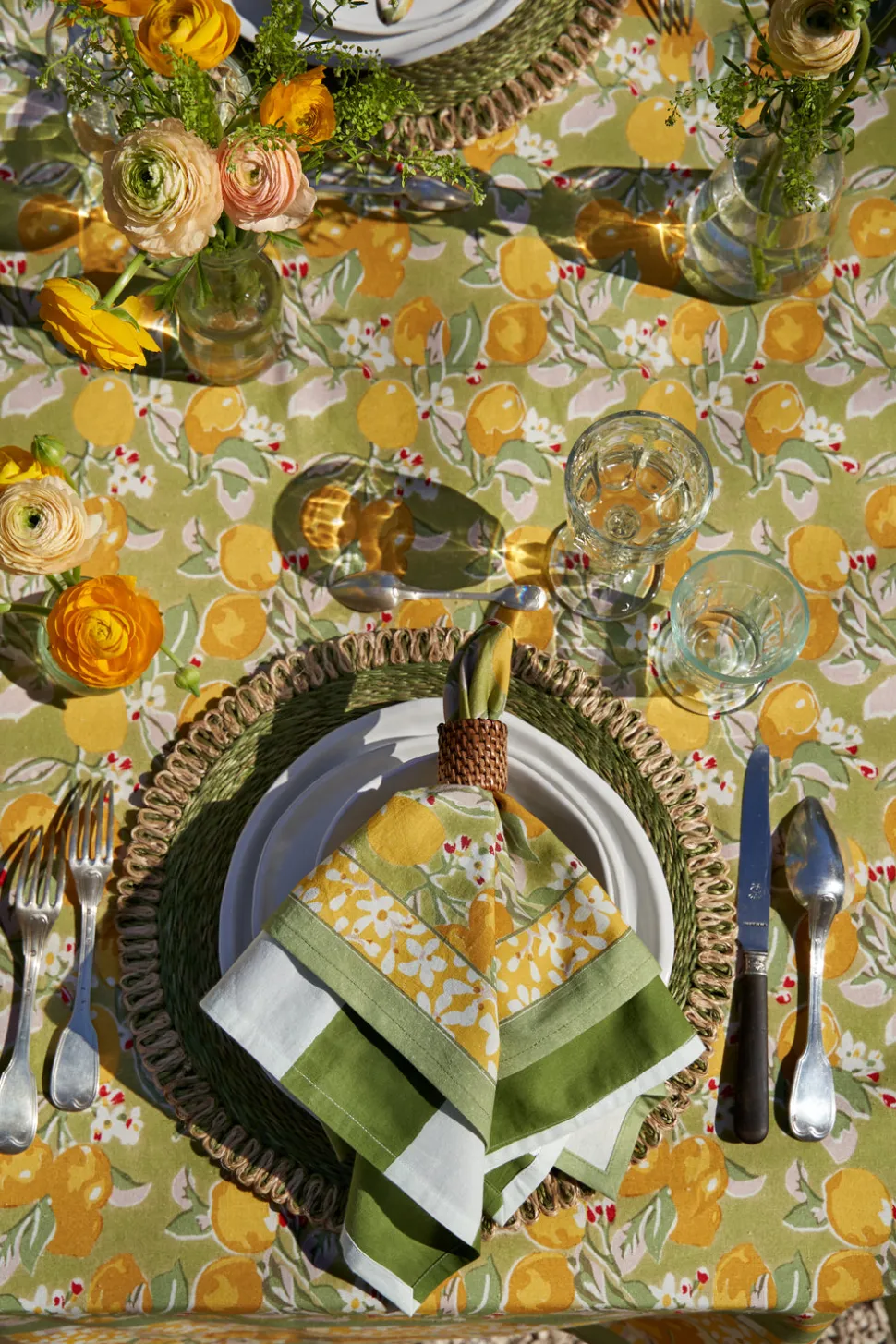 Citron Napkins in Vert & Yellow, Set of 6