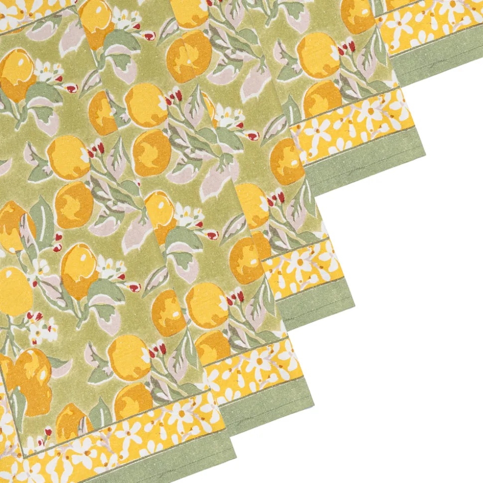 Citron Napkins in Vert & Yellow, Set of 6