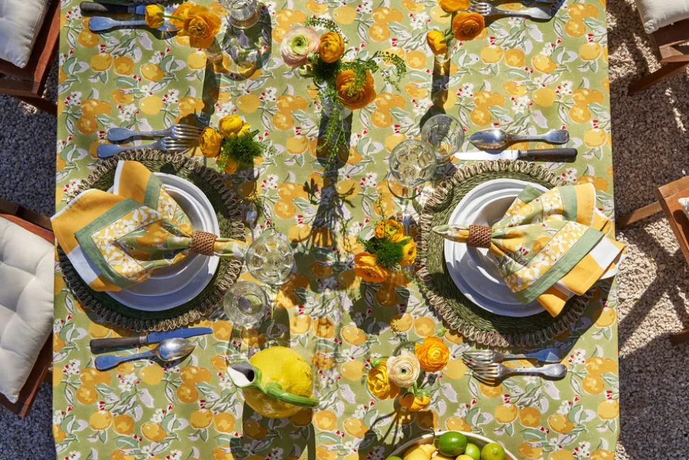 Citron Napkins in Vert & Yellow, Set of 6