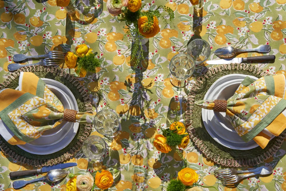Citron Napkins in Vert & Yellow, Set of 6