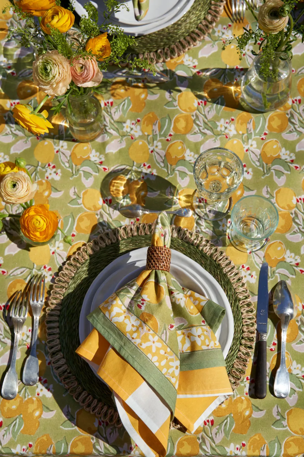 Citron Napkins in Vert & Yellow, Set of 6