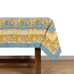 Citron Tablecloth in Bleu & Yellow