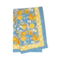 Citron Tea Towels in Bleu & Yellow, Set of 3
