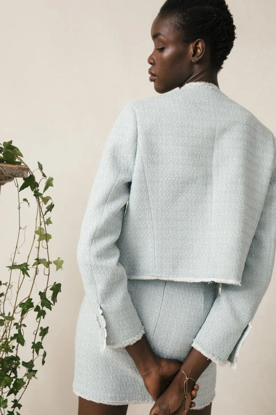Clara Blazer in Blue Tweed