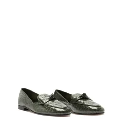 Clarita Belgian Crocco Loafer in Sage Leaf