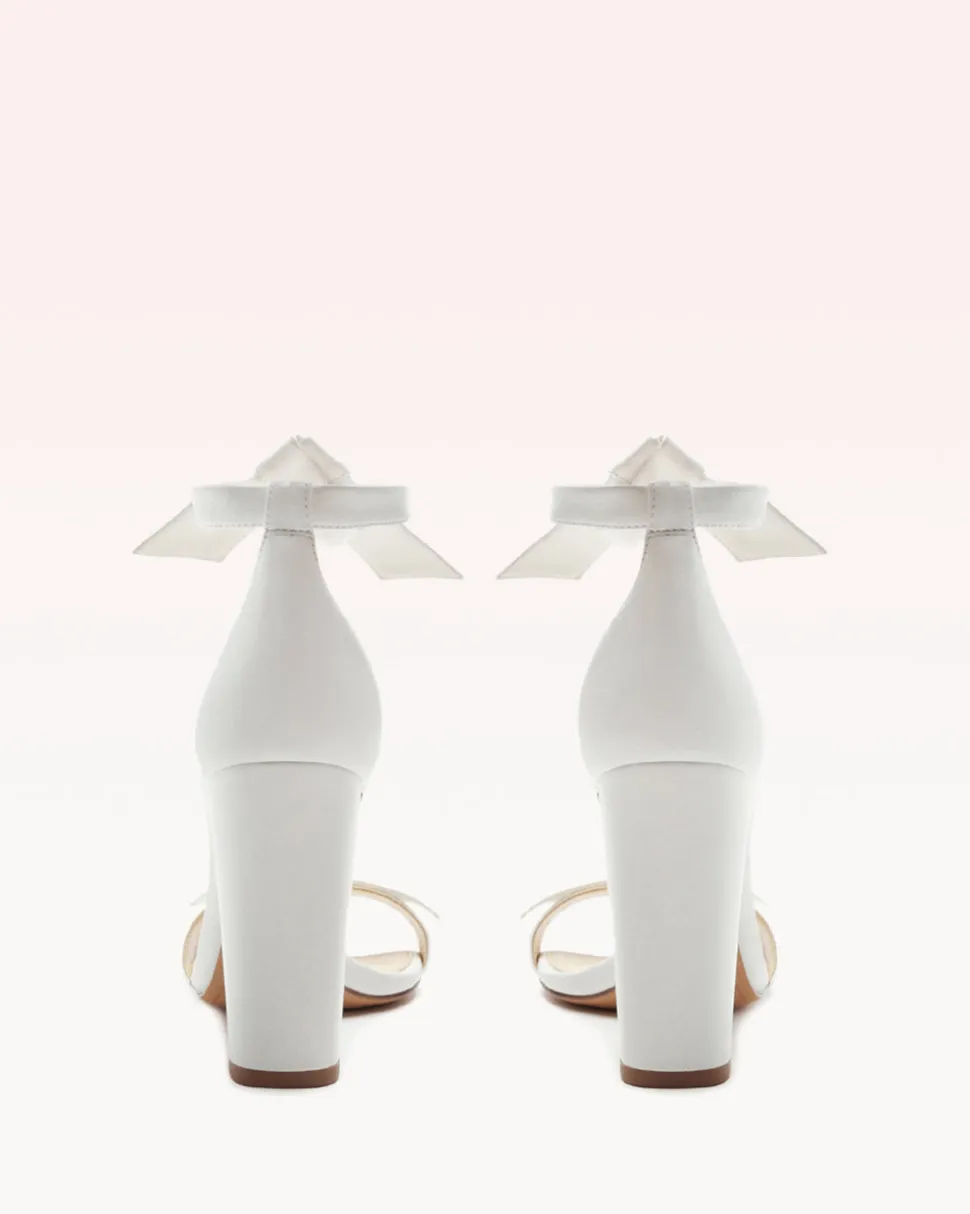 Clarita Block 90 in White Leather