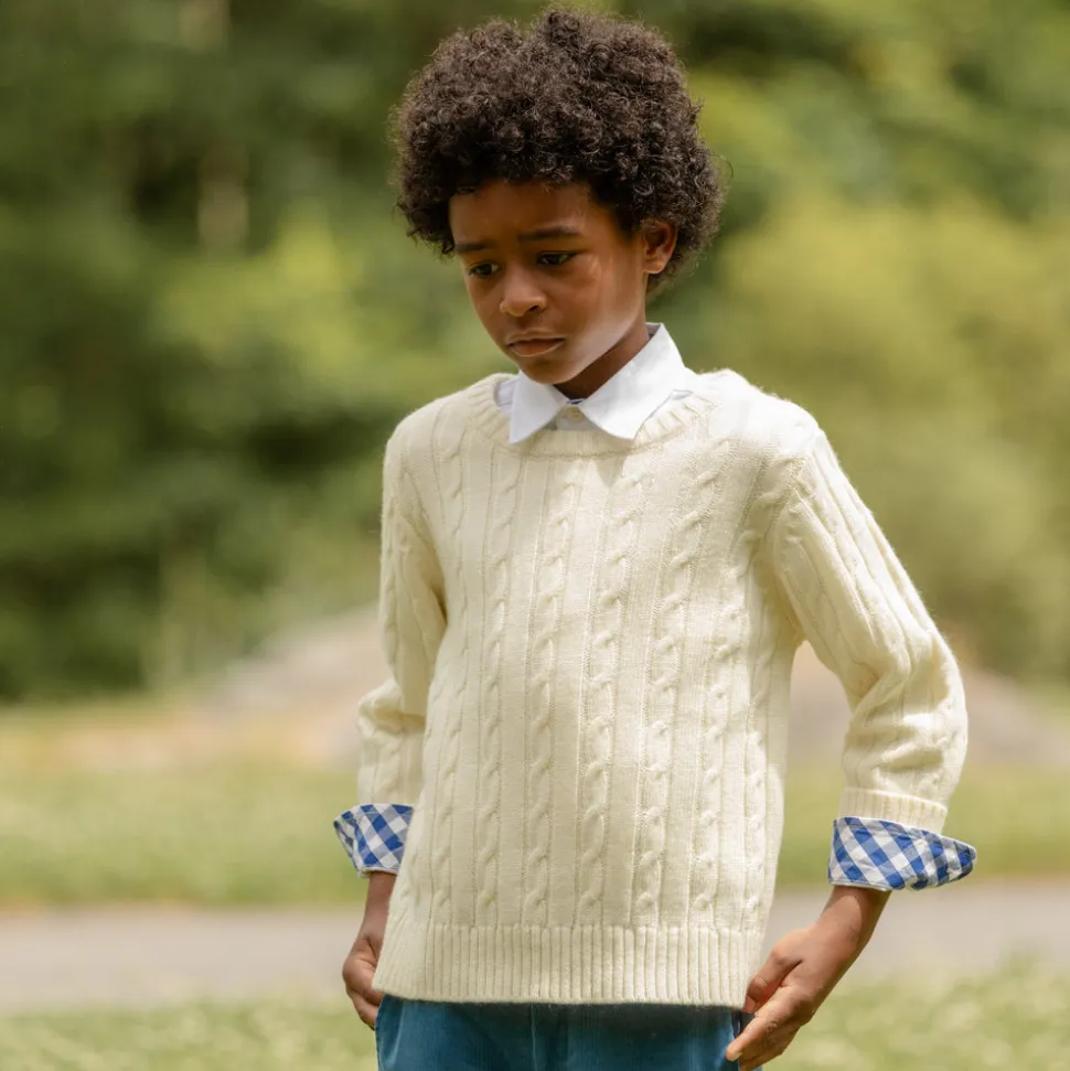 Classic Cable Knit Sweater in 8th Street Ivory
