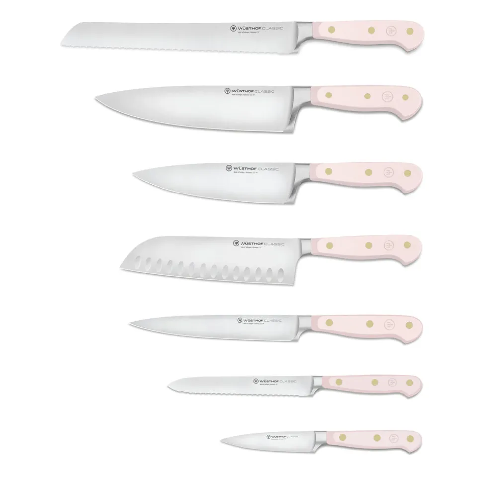 Classic Designer Knife Block Set in Pink Himalayan Salt, Set of 8