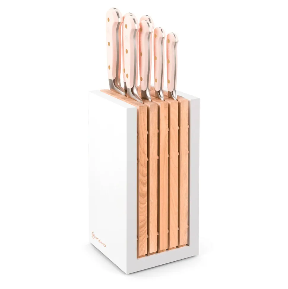 Classic Designer Knife Block Set in Pink Himalayan Salt, Set of 8