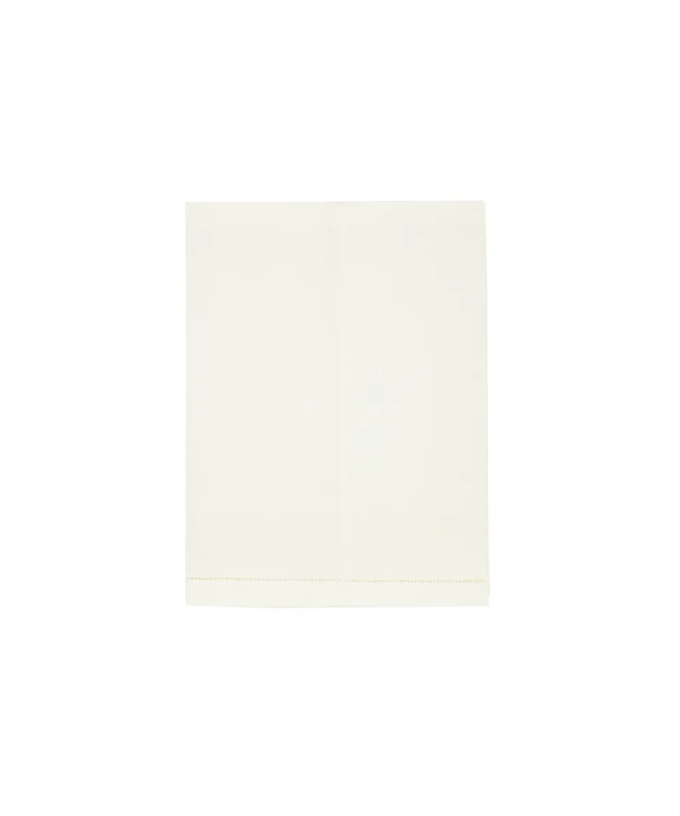 Classic Hemstitch Linen Hand Towel in White