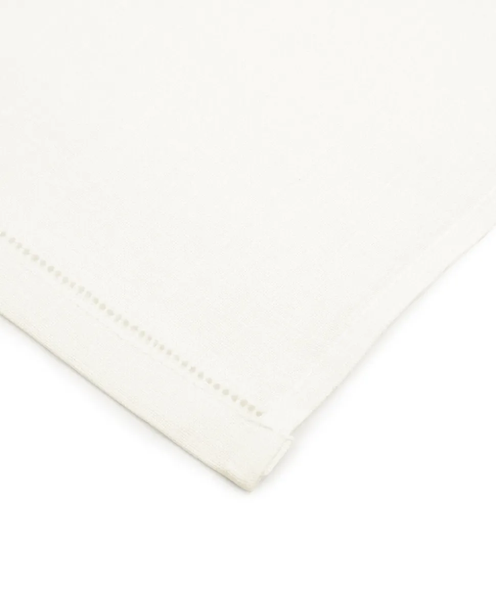 Classic Hemstitch Linen Hand Towel in White