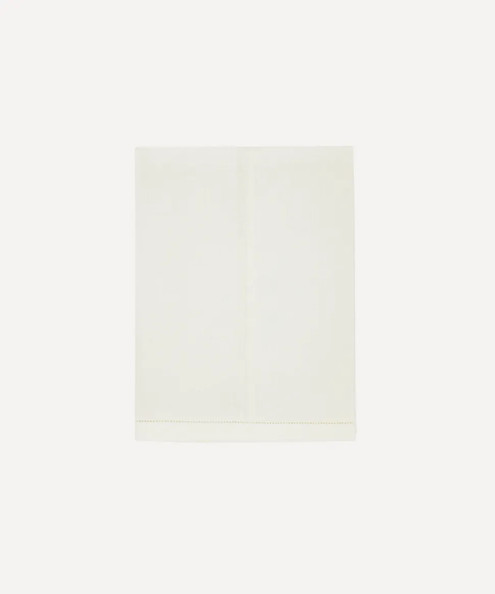 Classic Hemstitch Linen Hand Towel in White