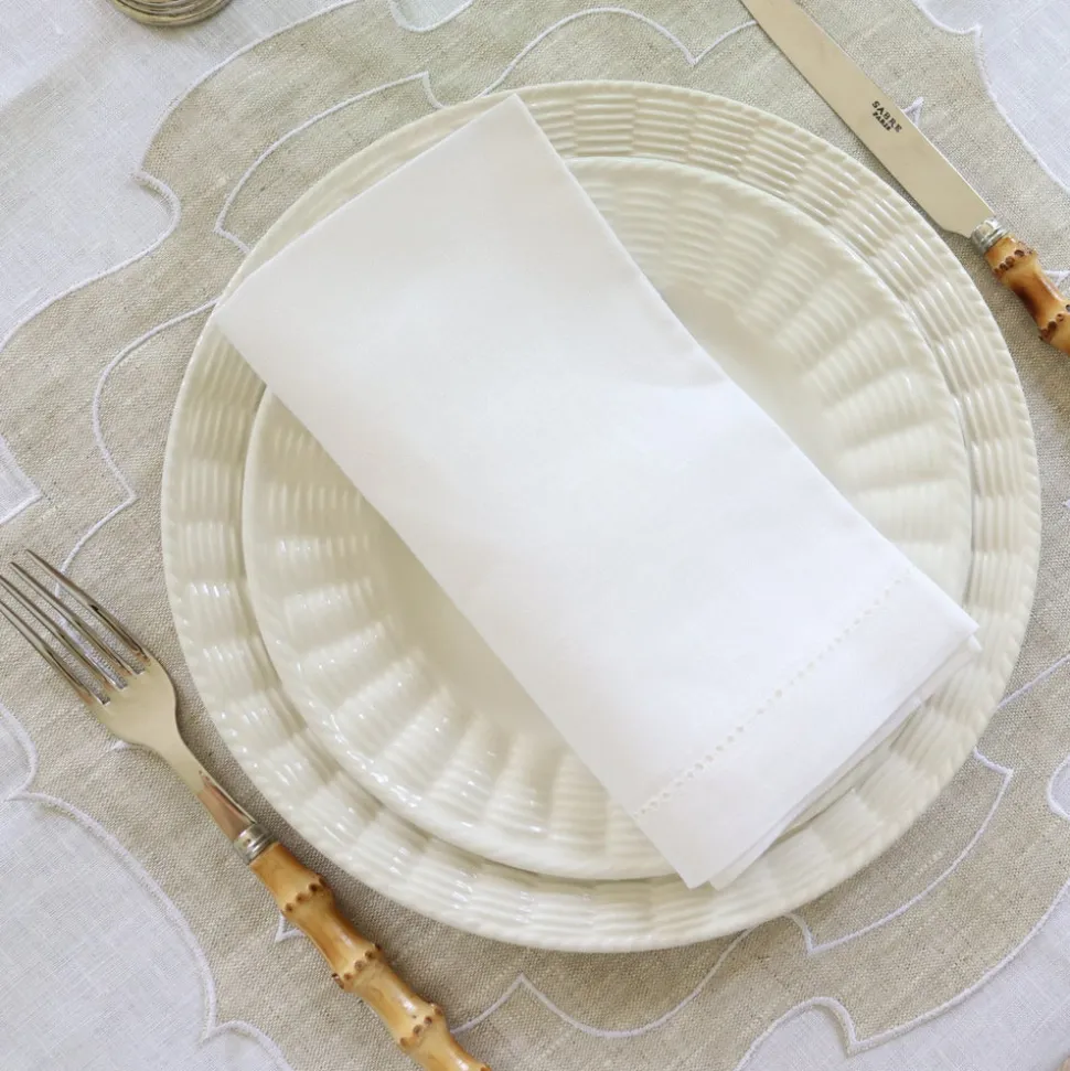 Classic Hemstitch Linen Napkin, White