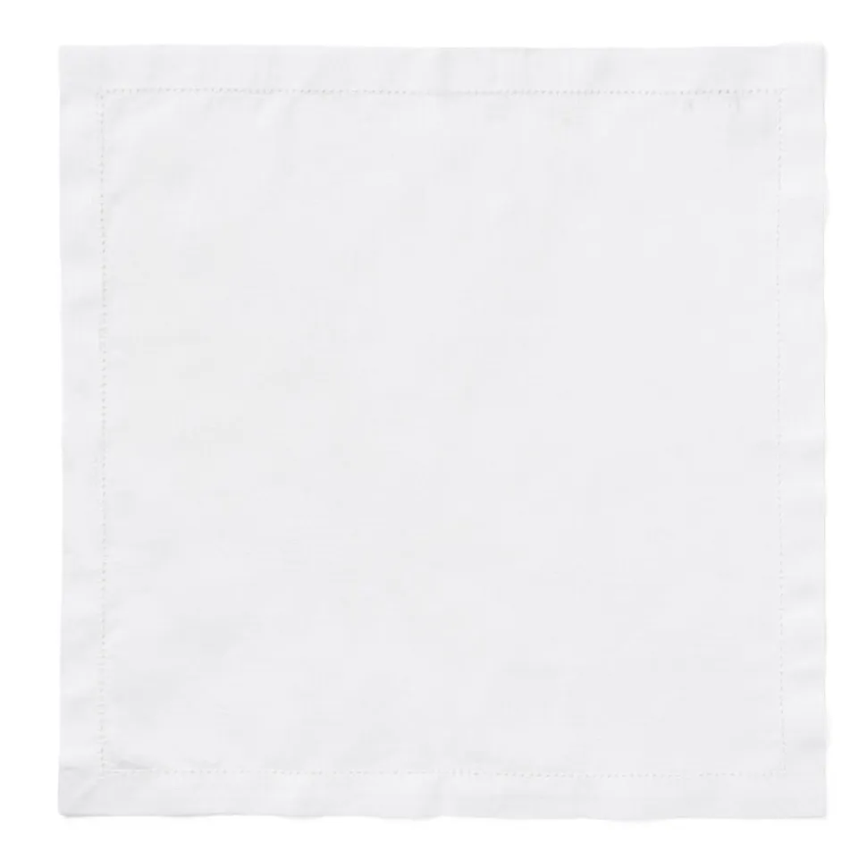 Classic Hemstitch Linen Napkin, White