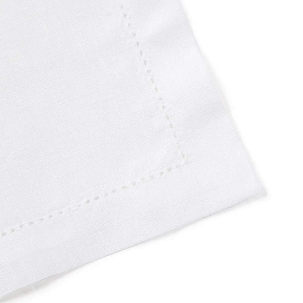 Classic Hemstitch Linen Napkin, White