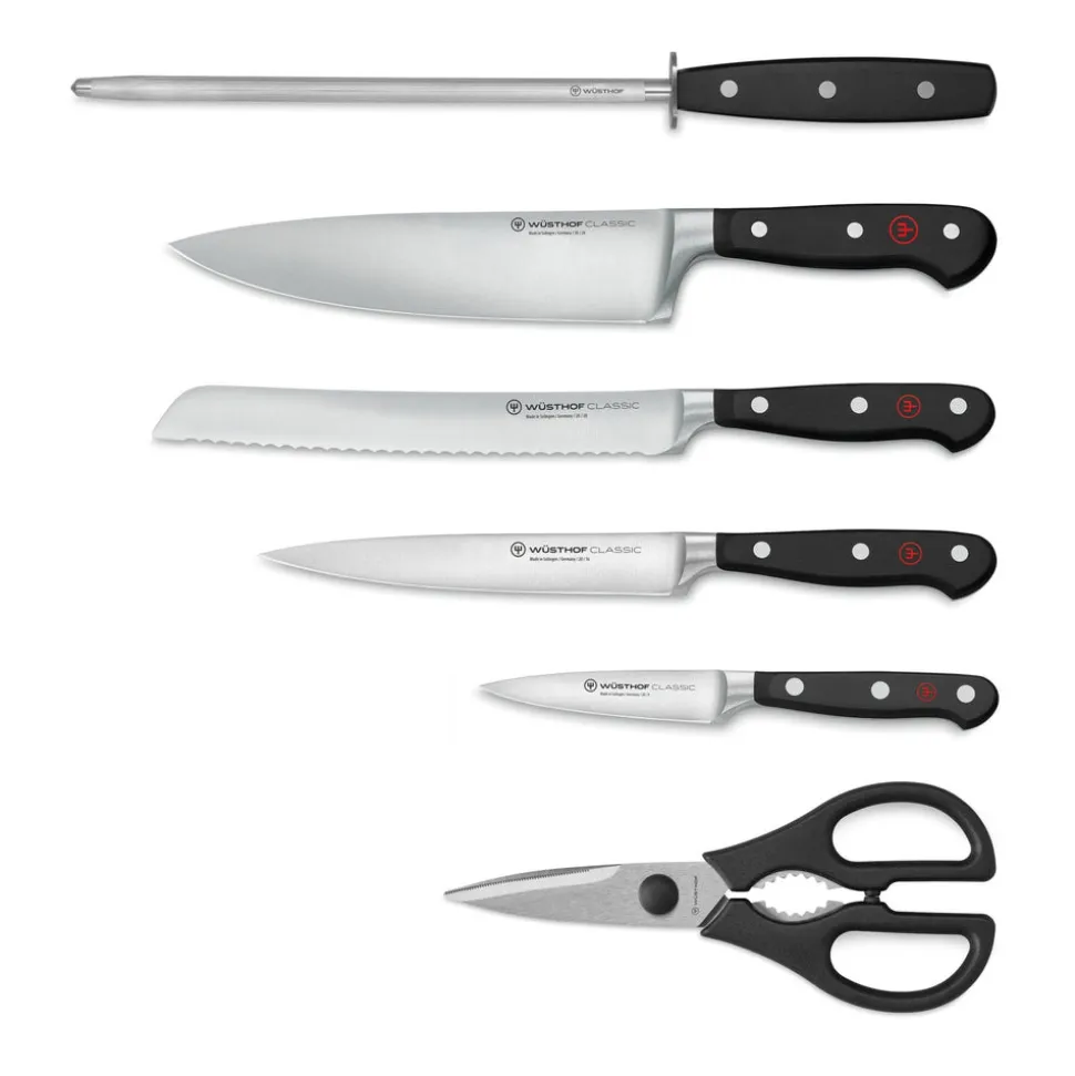 Classic Knife Block Set in Black, Set of 7