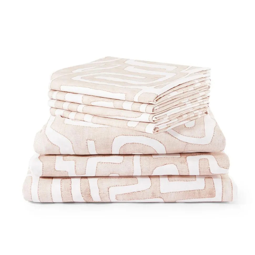 Classic Kuba Cloth Sheet Set in Blush
