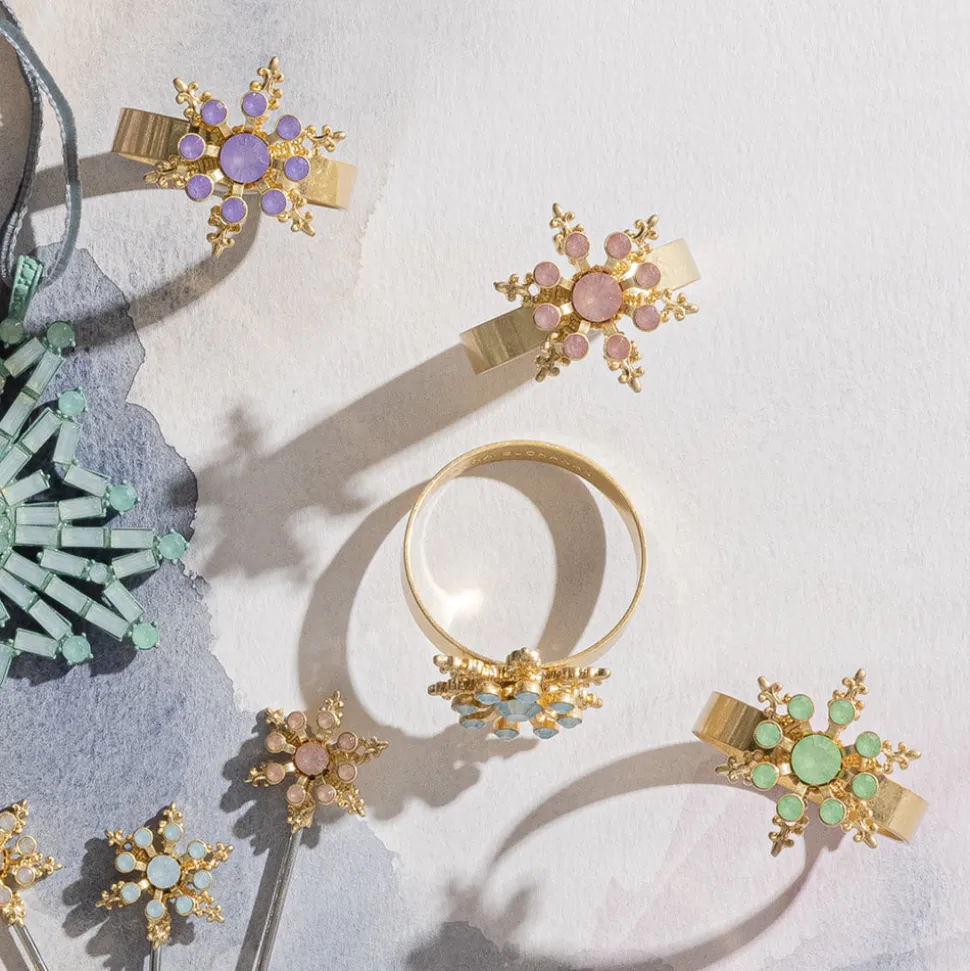 Classic Snowflake Skinny Napkin Rings in Pastel, Set of Four