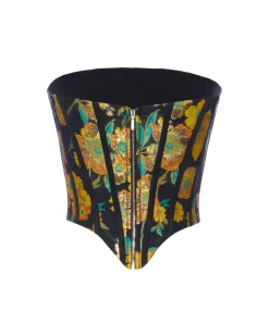 Claude Corset Top in Metallic Citrine Brocade