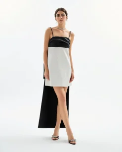 Cleo Mini Dress in Noir & Ivory
