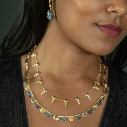 Cleopatra Ra Gem Necklace in Blue Labradorite