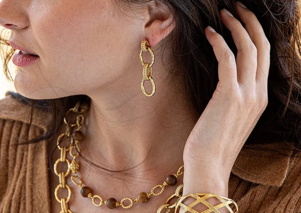 Cleopatra Regal Double Link Earrings in Gold