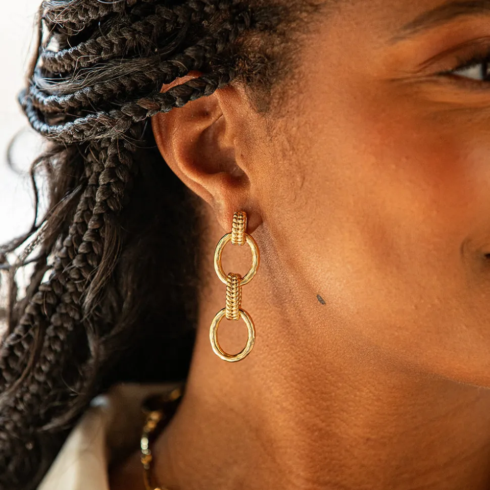 Cleopatra Regal Double Link Earrings in Gold