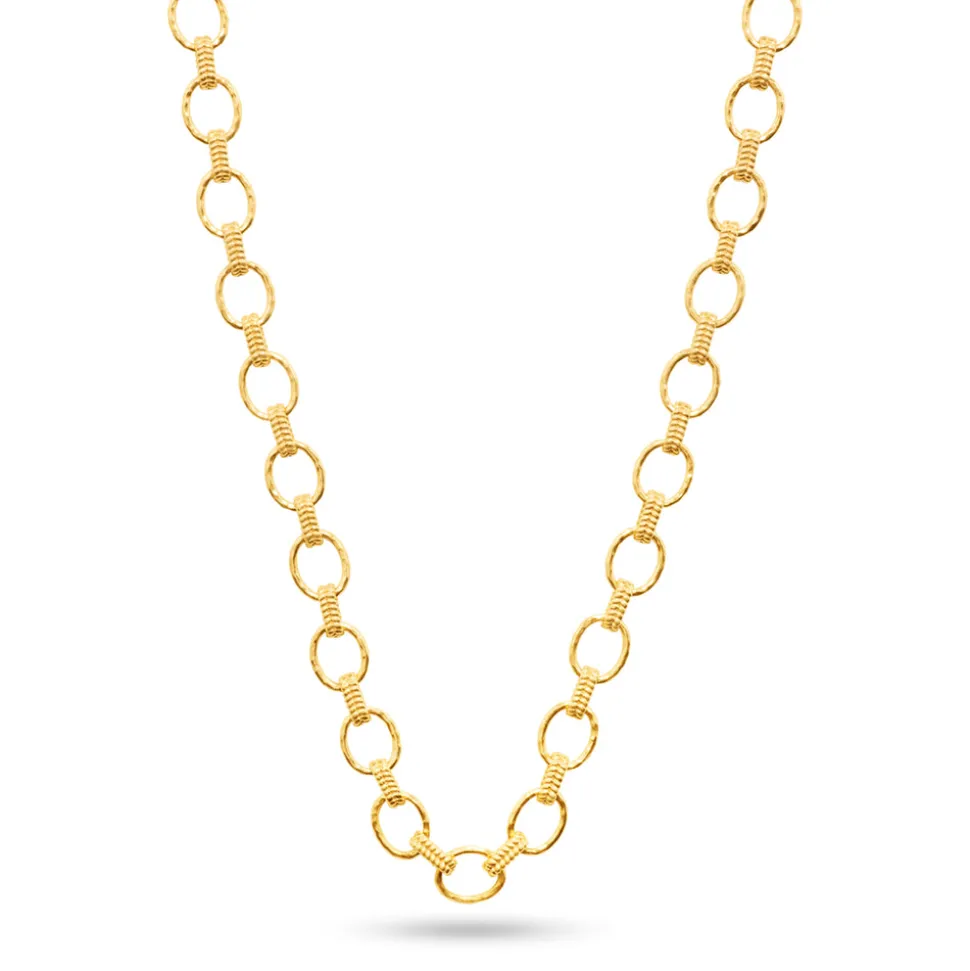 Cleopatra Small Link Necklace in Hammered Gold