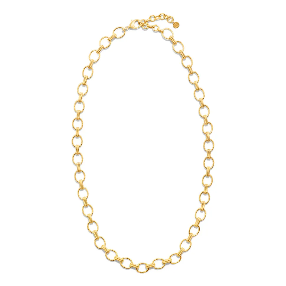 Cleopatra Small Link Necklace in Hammered Gold