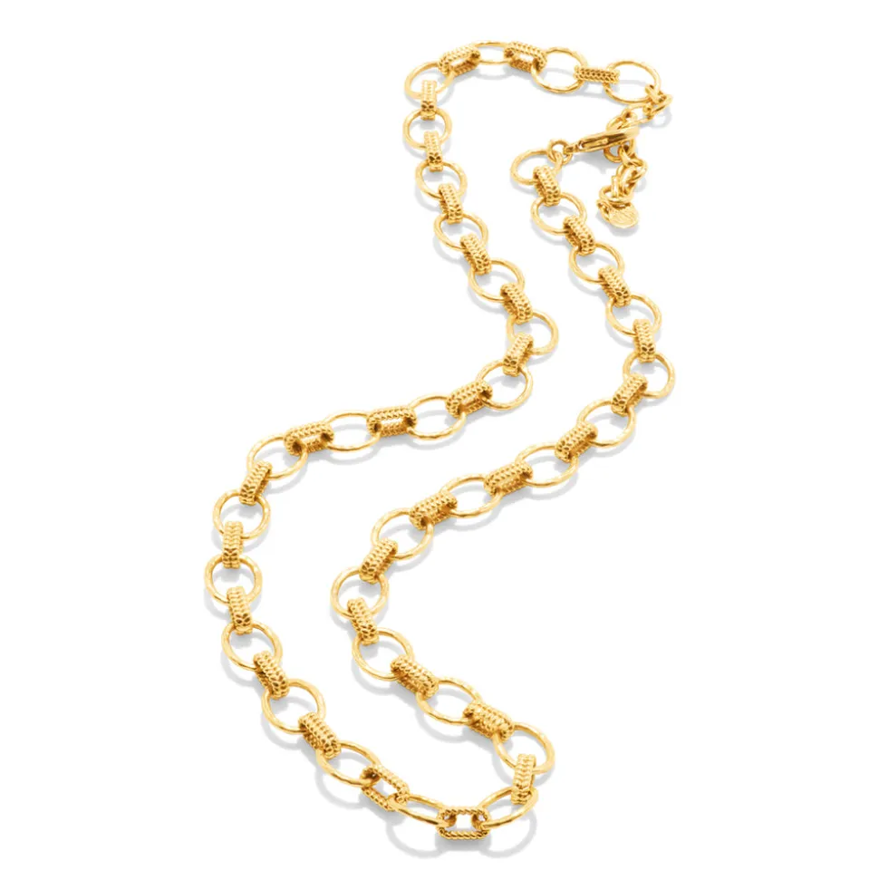 Cleopatra Small Link Necklace in Hammered Gold