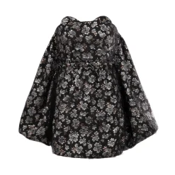 Cloud Dress in Metallic Blue Brocade